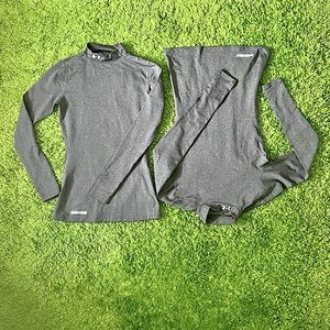 SET OF 2 - Under Armour ColdGear Fitted Mock-Neck Long Sleeve Shirt - Size S